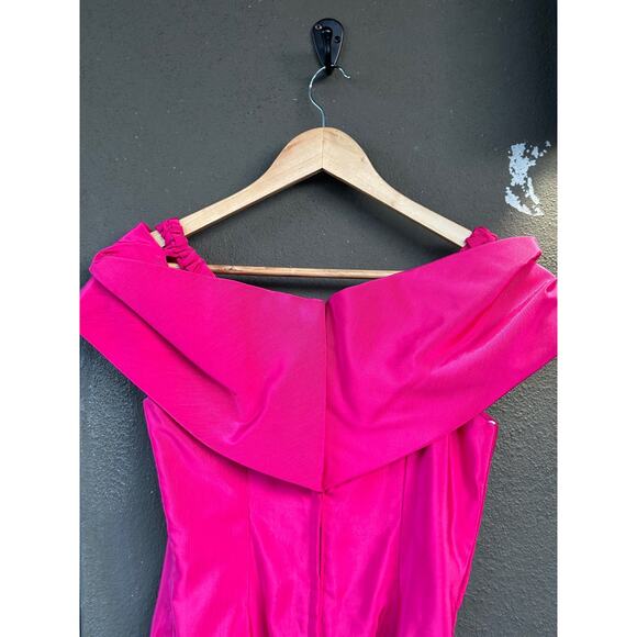 Vtg Fuchsia Off-Shoulder Cupid Bow Midi Length Formal Ball Gown Disney Princess - Picture 4 of 15